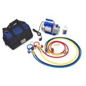 1 fokozatú vákuumszivattyú készlet 85 l/perc nyomásmérőkkel és tömlőkkel